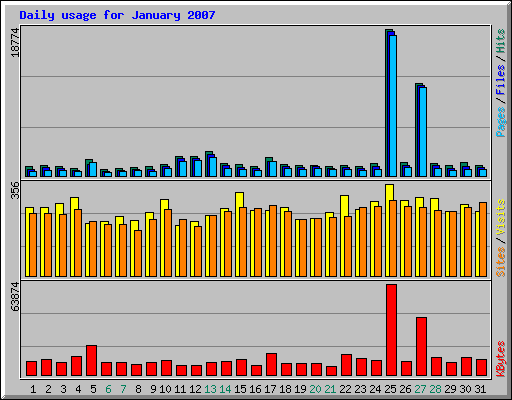 Daily usage for January 2007