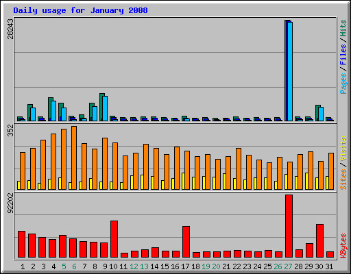 Daily usage for January 2008