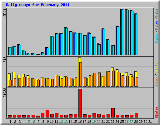 Daily usage for February 2011