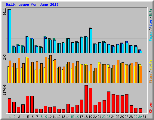 Daily usage for June 2013