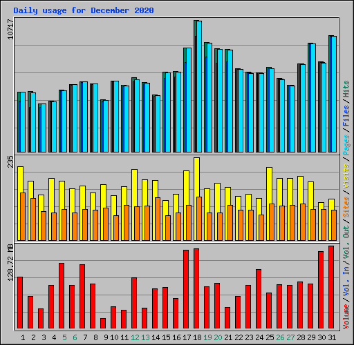 Daily usage for December 2020