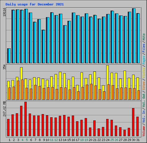 Daily usage for December 2021