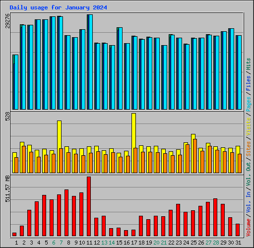 Daily usage for January 2024