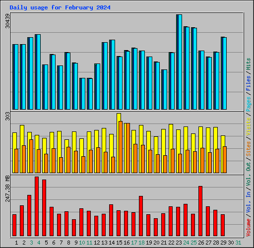 Daily usage for February 2024