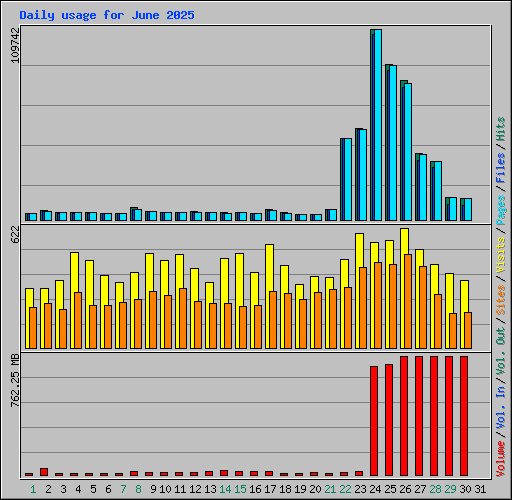 Daily usage for June 2025