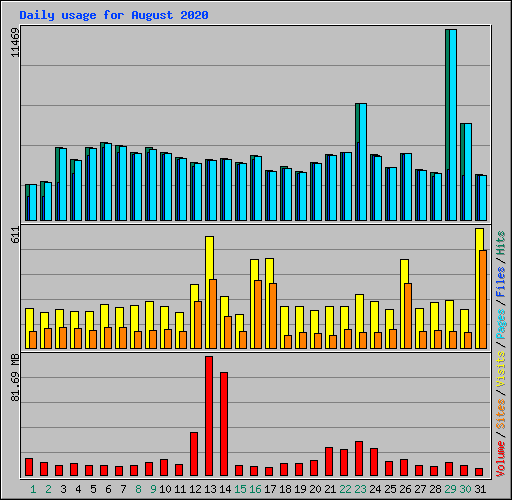 Daily usage for August 2020