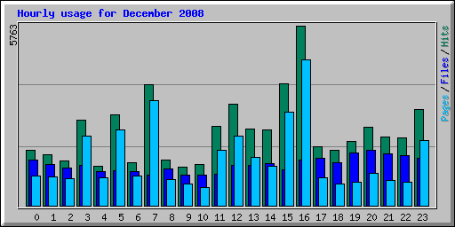 Hourly usage for December 2008