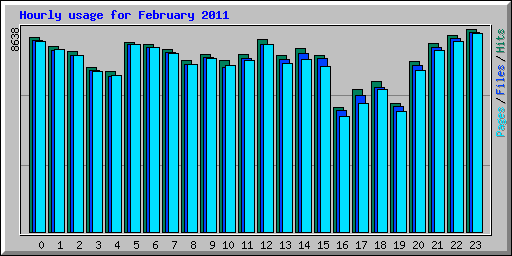 Hourly usage for February 2011