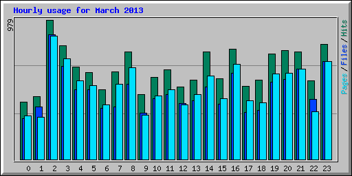 Hourly usage for March 2013