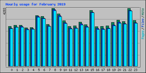 Hourly usage for February 2019